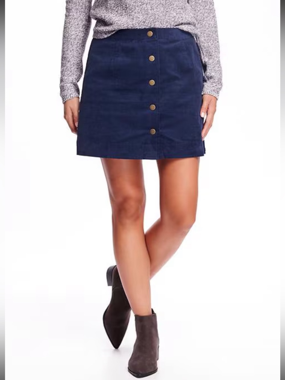 Old Navy Navy Corduroy Button-Front Mini Skirt